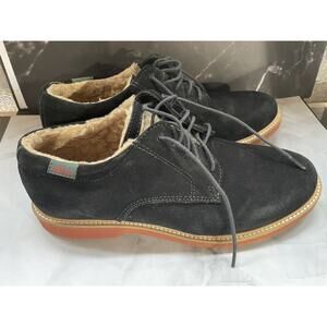 Womens Suede Leather Oxford Loafer Black Size 8 G.H. Bass & Co. Denise Shearling